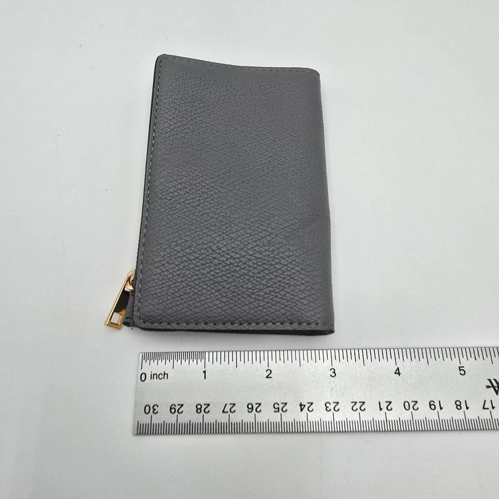 A New Day Womens Gray Textured Faux Leather Zip‎ Around Wallet Card Holder